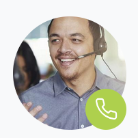 Customer service representative wearing a headset